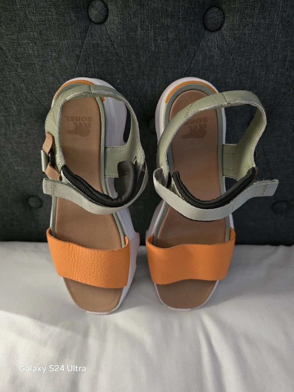 Sorel Kinetic Impact Y Strap High Sandals Womens Orange Green White Size 9 (40) - Picture 1 of 13